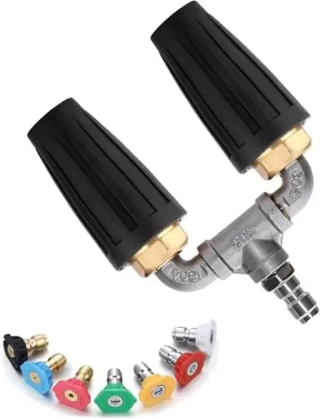 NANSHI Dual Turbo Nozzle for Pressure Washer, 360 Rotating Washer Nozzle Spray Gun
