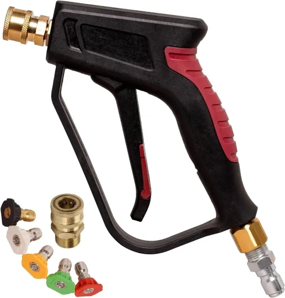 Junxidz Short Pressure Washer Gun with Swivel - 3/8\" Inlet & 1/4\" Outlet Quick Connects - 4000 PS…