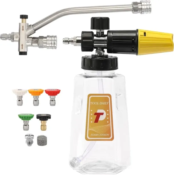Junxidz Pressure Washer Foam Cannon with Dual-Connector Accessory, Power Washer Double Tip Attachme…