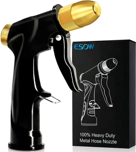 Junxidz Garden Hose Nozzle, 100% Heavy Duty Metal Spray Gun with Full Brass Nozzle, High Pressure W…