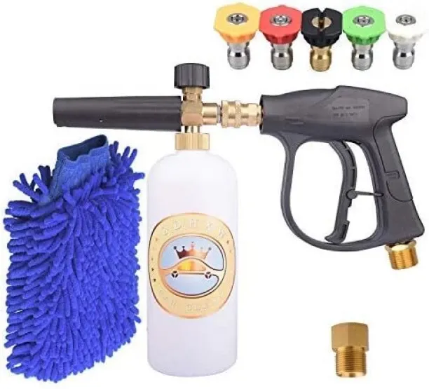 Junxidz X-884 Pressure Washer Gun Foam Cannon 5 Nozzles 2 Conversion Adapter Cleaning Gloves,for Pr…