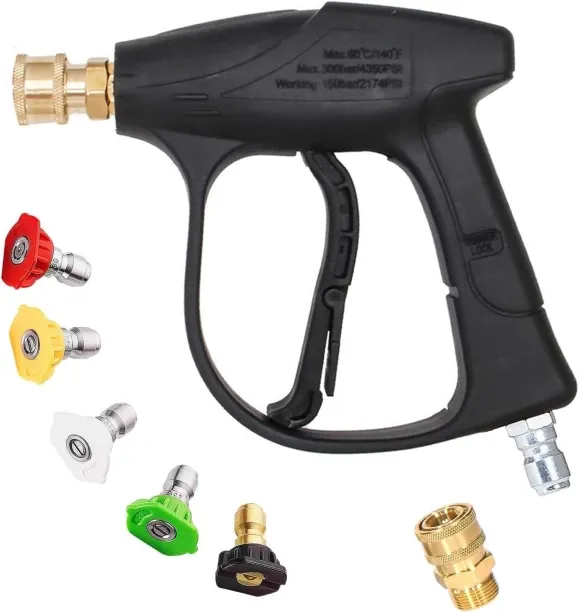 Junxidz Pressure Washer Short Gun, 4350 PSI High Power Washer Spray Gun with 3/8'' Quick Connect an…
