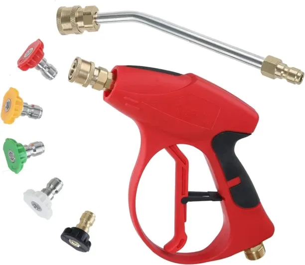 Junxidz Short Pressure Washer Gun 3000 PSI, 7 Inch Replacement Extension Curved Wand, 5 Nozzle Tips…