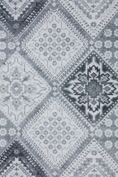Aura Digital Print Lari Geometric Rug 60 × 90cm – Cement Grey Modern Printed Accent Rug (Area Rug) …