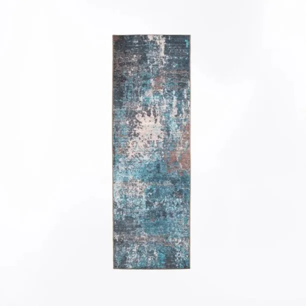 Aura Durban DU8 Runner 80 × 240cm – Modern Abstract Blue Grey Hallway Runner Rug (Runner) Polypropy…