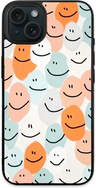 Caitscases (IPH15PLUS)-TPU Fashion Covers (Pastel Smiley) Back Cover for Apple iPhone 15