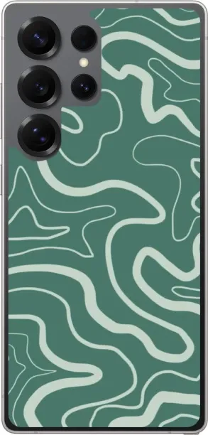 Caitscases (SAMS25U)-TPU Fashion Covers (Green Wavy) Back Cover for Samsung Galaxy S25 Ultra