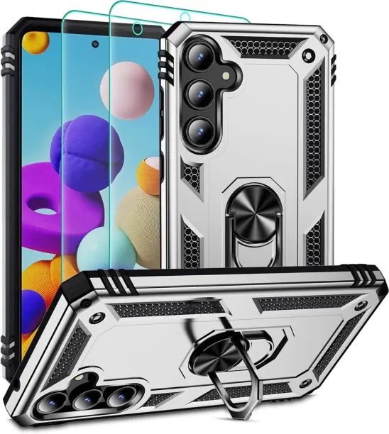 Premium Hard Ring Holder Case Compatible with Galaxy S26 5G – 360° Rotating Metal Ring Stand, Shock…