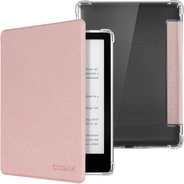 LAHDEK CoBak Case for Kindle Paperwhite - New PU Leather Cover and Clear Soft Silicone Back Cover w…