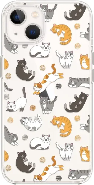 NEXUS Blingy's for iPhone 14 Case, Fun Cat Pattern Cute Cartoon Animal Design Transparent Soft TPU …