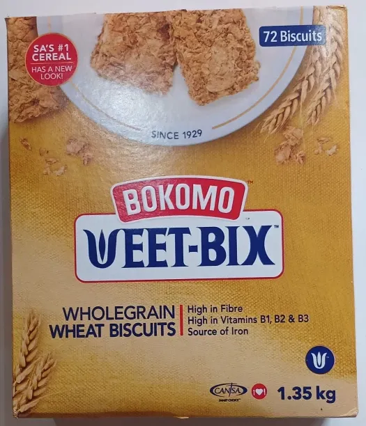 Bokomo Weet-Bix Wholegrain Wheat High Fiber Biscuit Box
