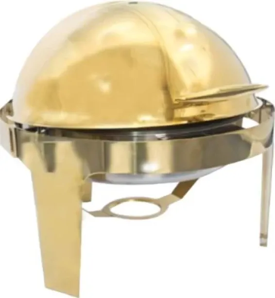 Premium Roll Top Chafing Dish Round - Gold 9 quart Single Pan 4 l Single Pan