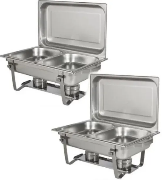 Premium SMTE Yax Set Of 2 Stainless Steel Double Chafing Dish-S-(11l)-M-(16L) - M 280 quart Double …