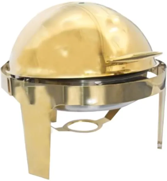 Aryhaan Roll Top Chafing Dish Round - Gold 9 quart Single Pan