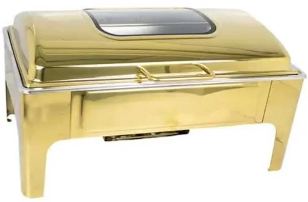 Generic Gold Chafing Dish with Glass Lid 5 quart Single Pan