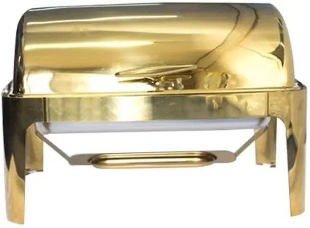 SMTE Rectangular Roll top Chafing Dish - Gold 280 quart Single Pan