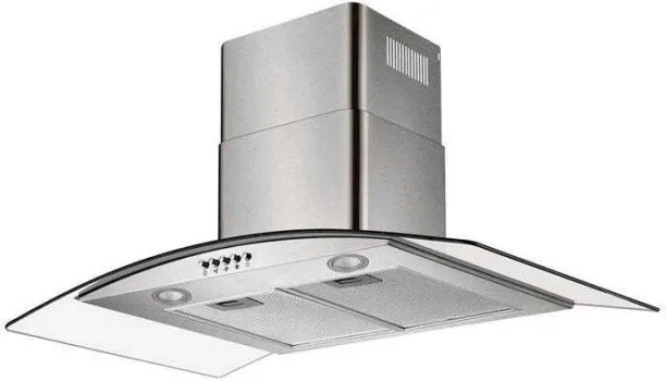 Falco 90Cm Curved Glass S/Steel Extractor FAL-90-CGS Wall Mounted Chimney