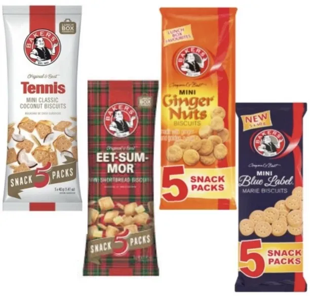 Tennis Bakers Snack Packs Assorted Biscuits: 4 Packs Crackers