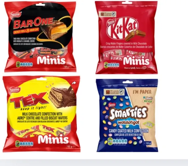 Nestle Mini Treats Variety Pack – 4 x 182g Bags (Smarties, Bar One, Kit Kat, Tex) Milk Chocolate Ba…