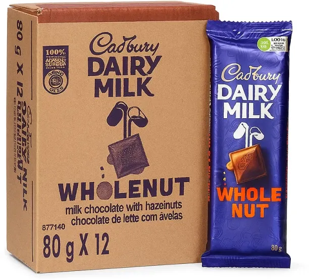 MONDELEZ DAIRY MILK WHOLENUT80GX12 Milk Chocolate Slabs