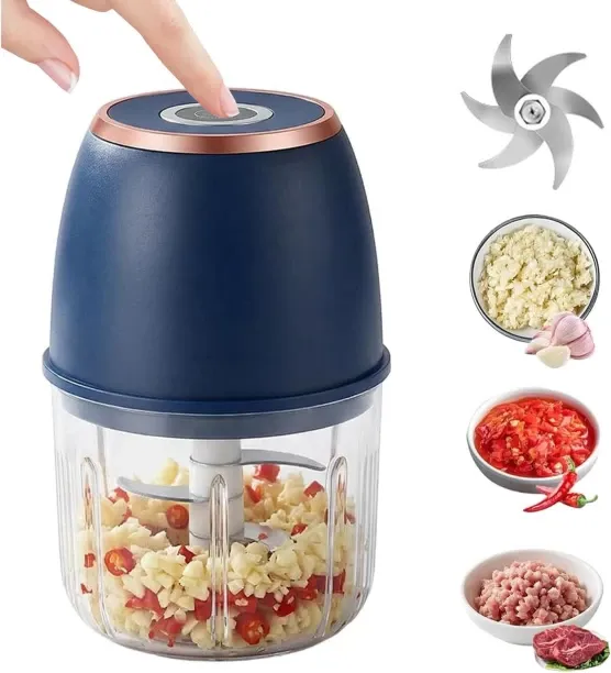 SHIJIN Electric Garlic Chopper, Mini Electric Food Chopper, 350ml with 6 Stainless Steel Blades & T…
