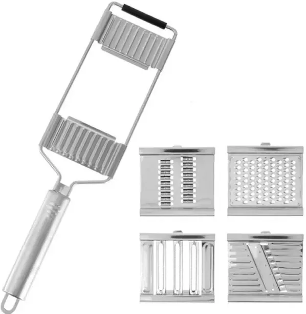 Generic AO-78330 Handheld 4 In 1 Vegetable & Fruit Stainless Steel Grater & Slicer
