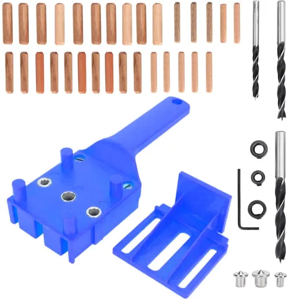 ALANES 41PCS Pocket Hole Jig Kit Doweling Jig Drill Guides for Woodworking Countersink Drill Bit Set