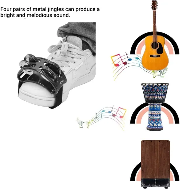 ALANES Foot Tambourine Percussion Foot Drum with Stainless Steel Jingle Bells Without Voicing Groov…