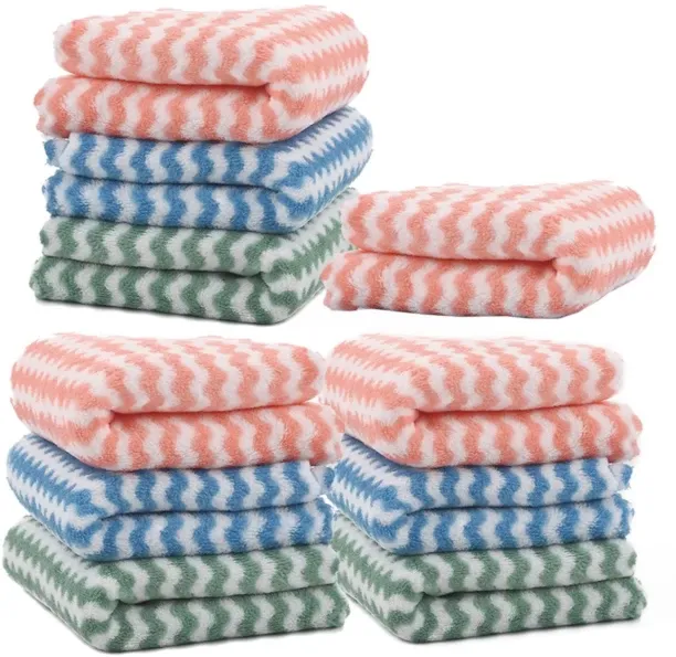 7thhub 10 kitchen dishcloth wash cloth towels for drying dishes and table Wet and Dry Nylon Cleanin…