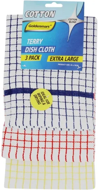 Goldenmarc Check Terry Dish Cloth Wet and Dry Cotton Cleaning Cloth
