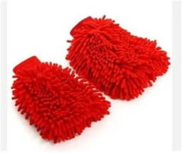 Chenille Velvet Car Washing Glove Red Wet and Dry