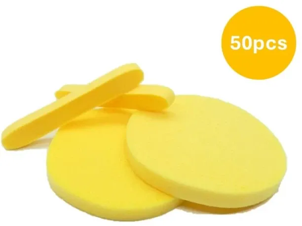 Facial Sponges -Pack 50 (25 Pairs)-Expands when Wet-Yellow