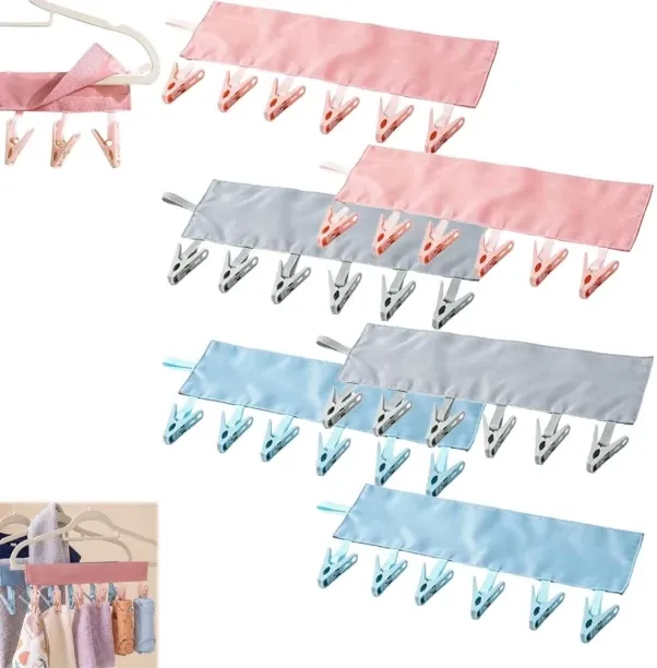 Duomi Travel Hangers Foldable with 6 Clip Nylon Cloth Clips