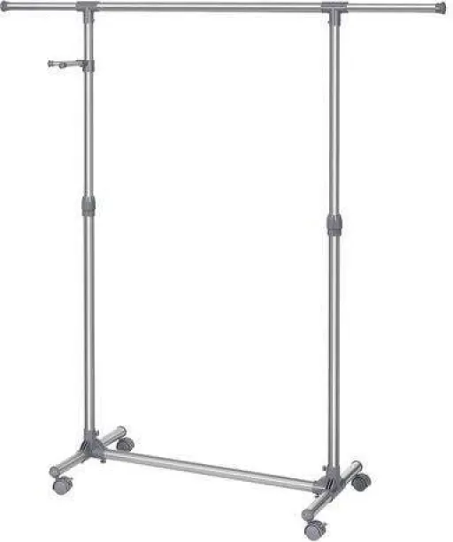LASA Steel Floor Cloth Dryer Stand Garment Rack Clothes Stand with Casters - Adjustable Hanging Rail