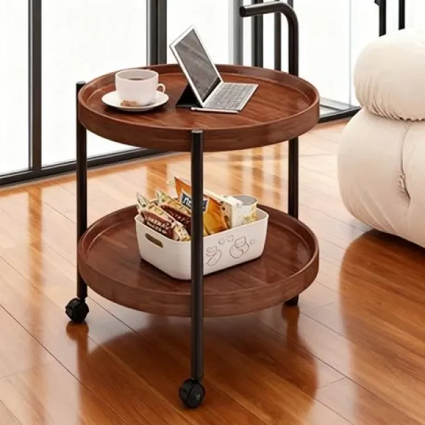 fancystuff Solid Wood Round Coffee Table
