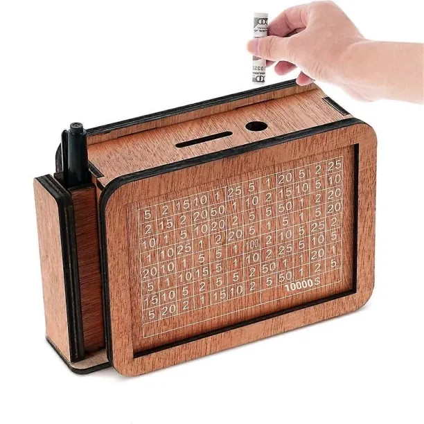Max Wooden Money Box with Cash Vault Design, Wooden Piggy Bank E Coin Bank
