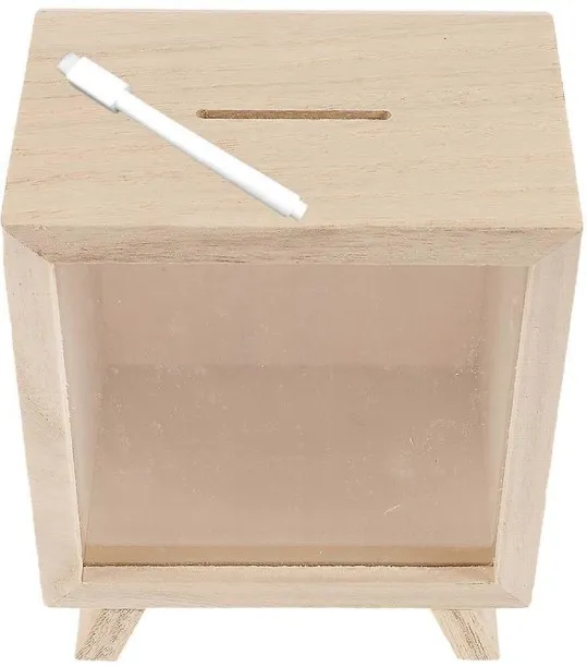 Max 1 Set of Clear Window Piggy Bank Wooden Savings Jar Only Save Wooden Piggy Bank Decoration with…