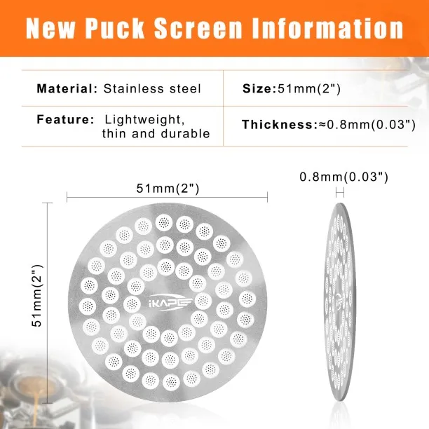 Huanix Coffee accessories Espresso Puck Screen V2 0.8mm,,51mm Strainer