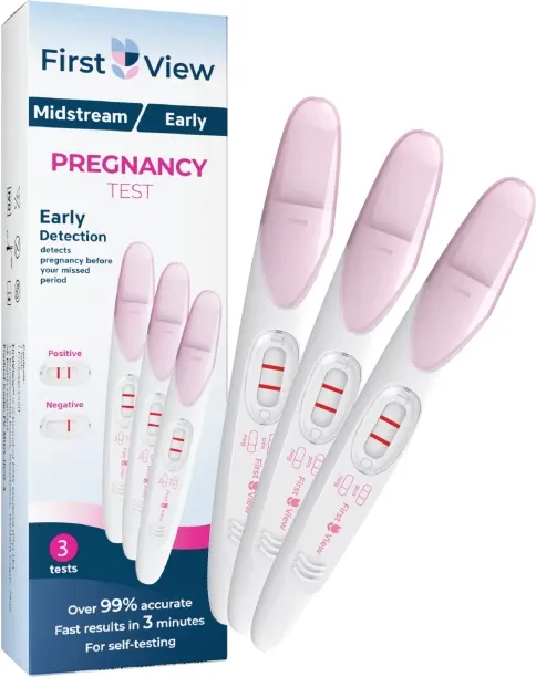 FirstView Midstream Early Pregnancy Test (3 x hCG Tests) | Rapid Early Detection Home Pregnancy Tes…