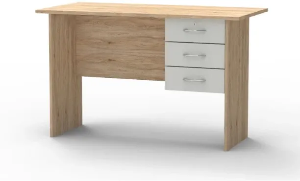 Musketeers Office Desk Sonama Oak & White Solid Wood Workstation