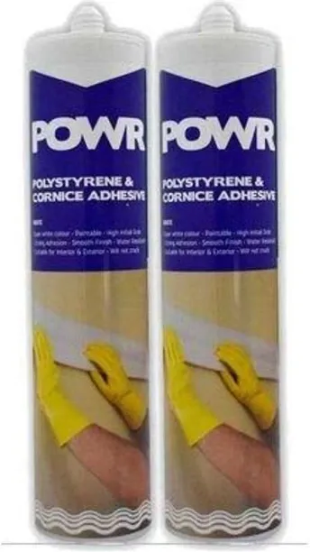 POWR Polystyrene and Cornice Adhesive Cartridge Paste Tube Indoor Contact Cement
