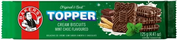 Bakers Topper Mint Choc Flavoured Biscuits Cream Filled Biscuit