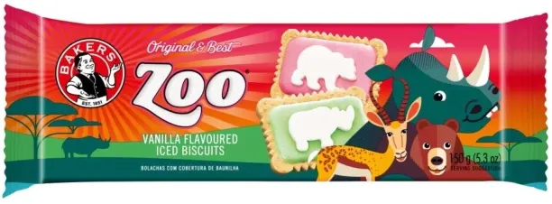 Bakers Zoo Vanilla Flavoured Iced Biscuits Cream Cracker Biscuit