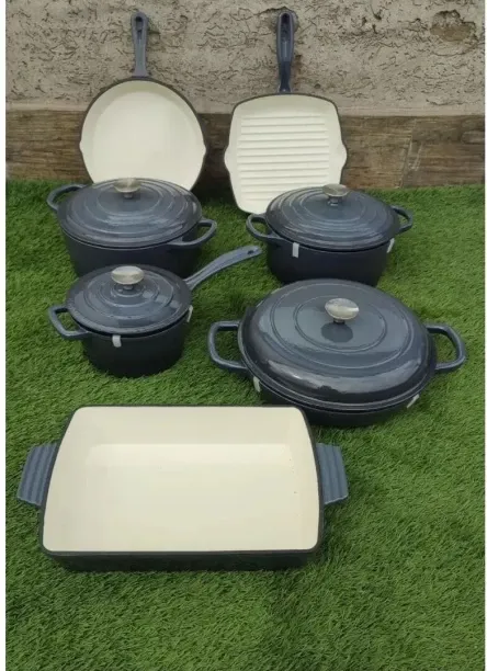 Lumi Gold 11 Piece Cast Iron Pot Set Cast Iron Cookware Set