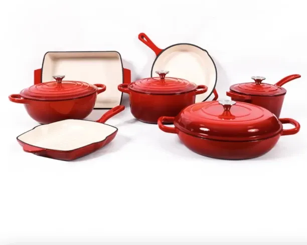11 Piece Enameled Cast Iron Modern Non-Stick Cookware Set 240508 Non-Stick Coated Cast Iron Cookwar…