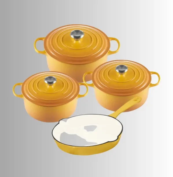 SMTE Daska Home - New Design Dutch Pot Cookware Sets Cast Iron - 7 Piece - Yellow Non-Stick Coated …