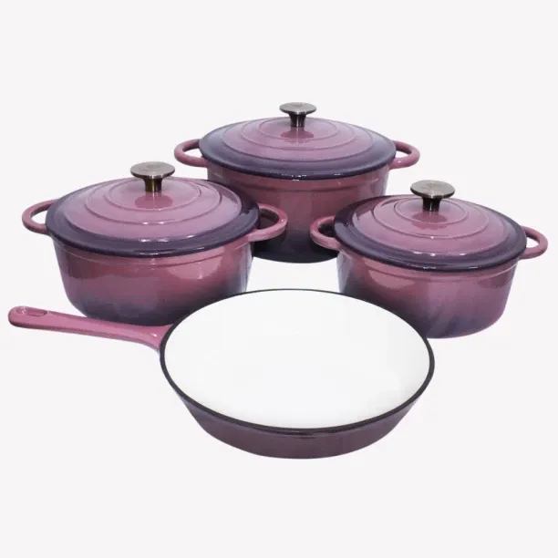 SMTE Stunning - 7 Piece New Design Dutch Pot Cookware Sets Cast Iron Non-Stick Coated Cast Iron Coo…