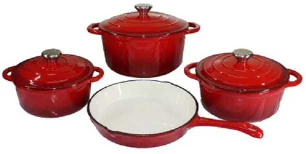 DEALS ONLINE Stunning - 7 Piece New Design Dutch Pot Cookware Sets Cast Iron Cookware Set