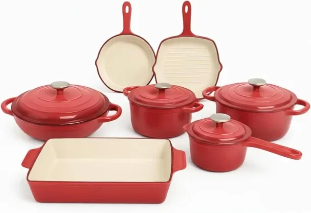 Generic 11-Piece Enamel Cast Iron Casserole Cookware Set Non-Stick Coated Cast Iron Cookware Set