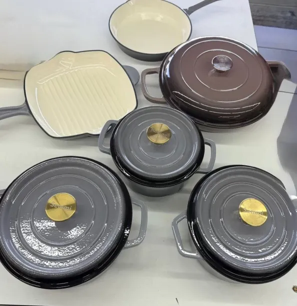 OCEAN OASIS 10 PIECE CAST IRON POTS SET GREY Non-Stick Coated Cast Iron, Ceramic Cookware Set